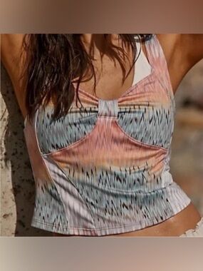 Free People Kindred Spirit Printed Tank in Misty Plum Sunspace Size Large